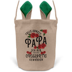 22Feels® Papa Osterkorb Vater mit Henkel Ostergeschenk Tragetasche Ostern Deko Osternest Körbchen Hasenohren (Beige/Grün)-Ostern Tragetasche-22Feels