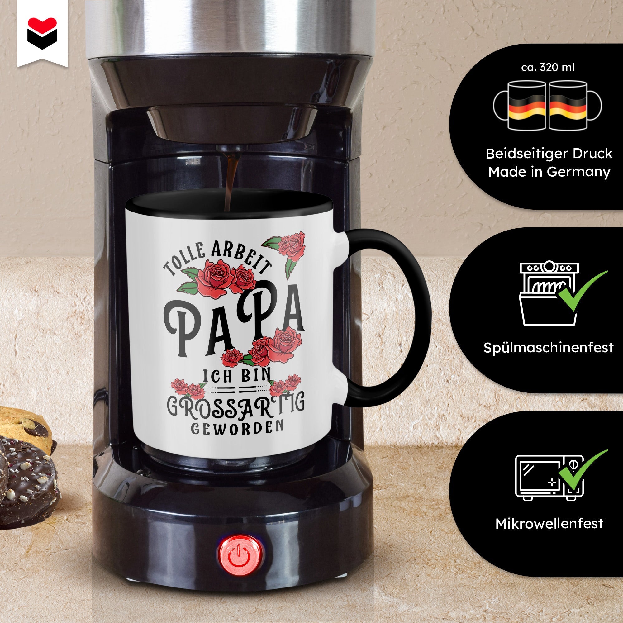 22Feels® Papa Geschenk - Tasse mit Spruch (Weiss-Schwarz, 320ml)-TwoTone Tasse Weiss-Schwarz 320ml-22Feels