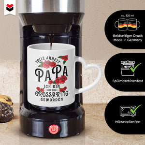 22Feels® Geschenk für Papas - Tasse mit Spruch: Tolle Arbeit (Herzhenkel, Weiss, 320ml)-Tasse Weiss Herzhenkel 320ml-22Feels