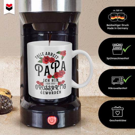 22Feels® Geschenk für Papas - Tasse mit Spruch: Tolle Arbeit (Weiss, 320ml)-Weisse Tasse 320ml-22Feels