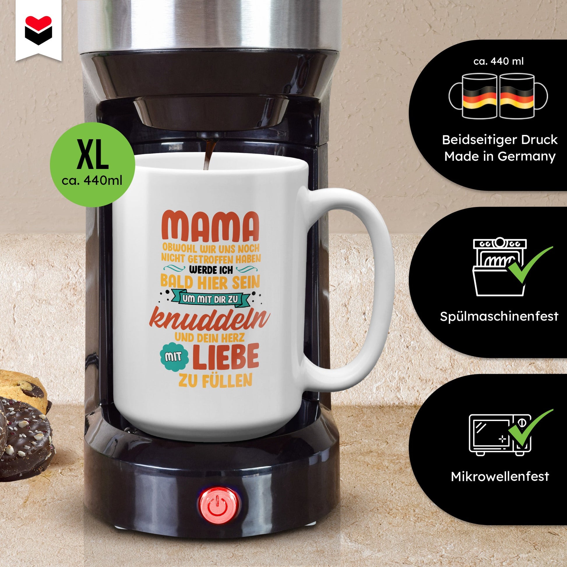 22Feels® Schwangerschaftsgeschenk Werdende Mama - XL Tasse mit Spruch (Weiss, 440ml)-Weisse XL Tasse 440ml-22Feels
