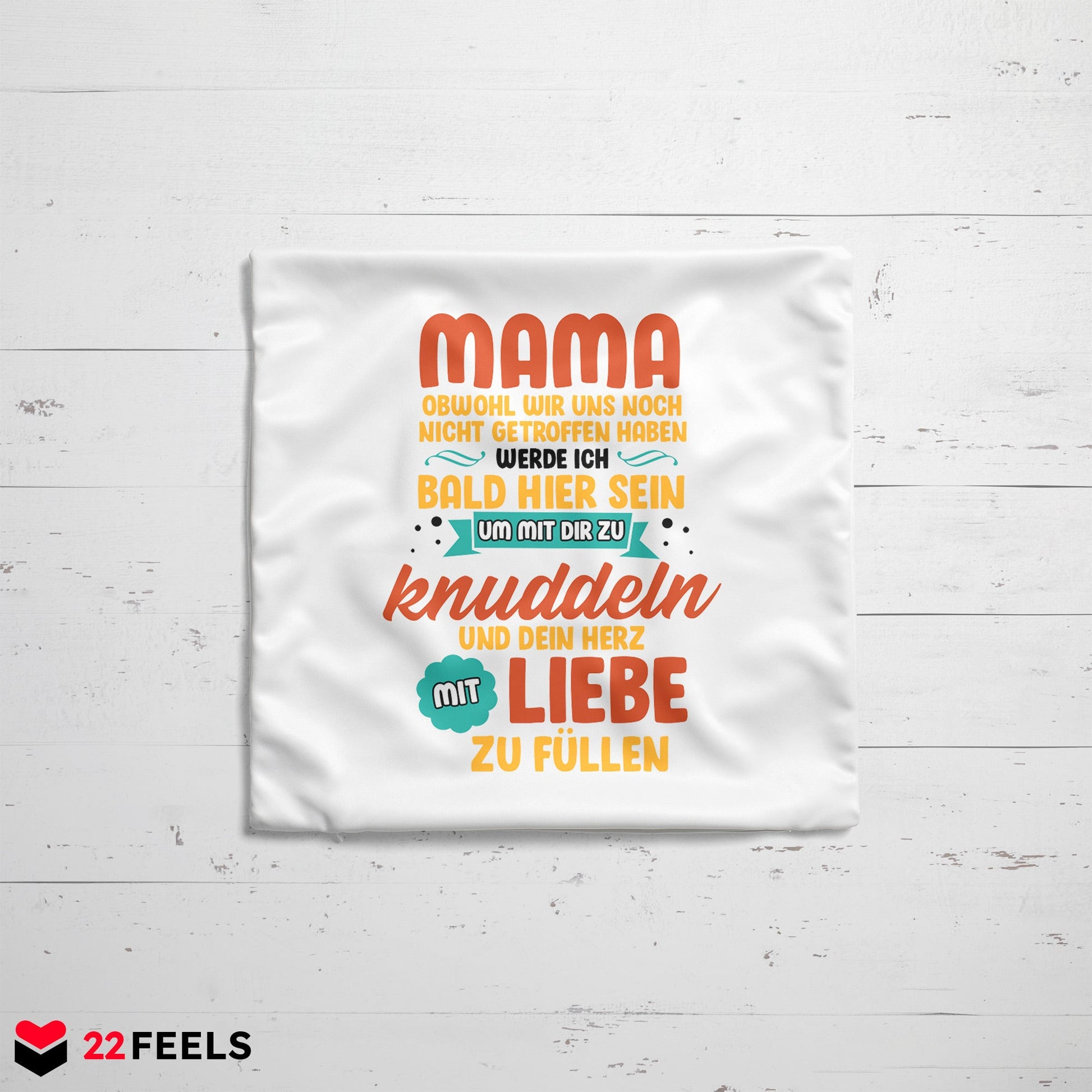 22Feels® Frauen Schwangerschaft Geschenk für werdende Mamas - Kissen mit Spruch (Weiss 40x40cm)-Kissen Weiss 40x40-22Feels