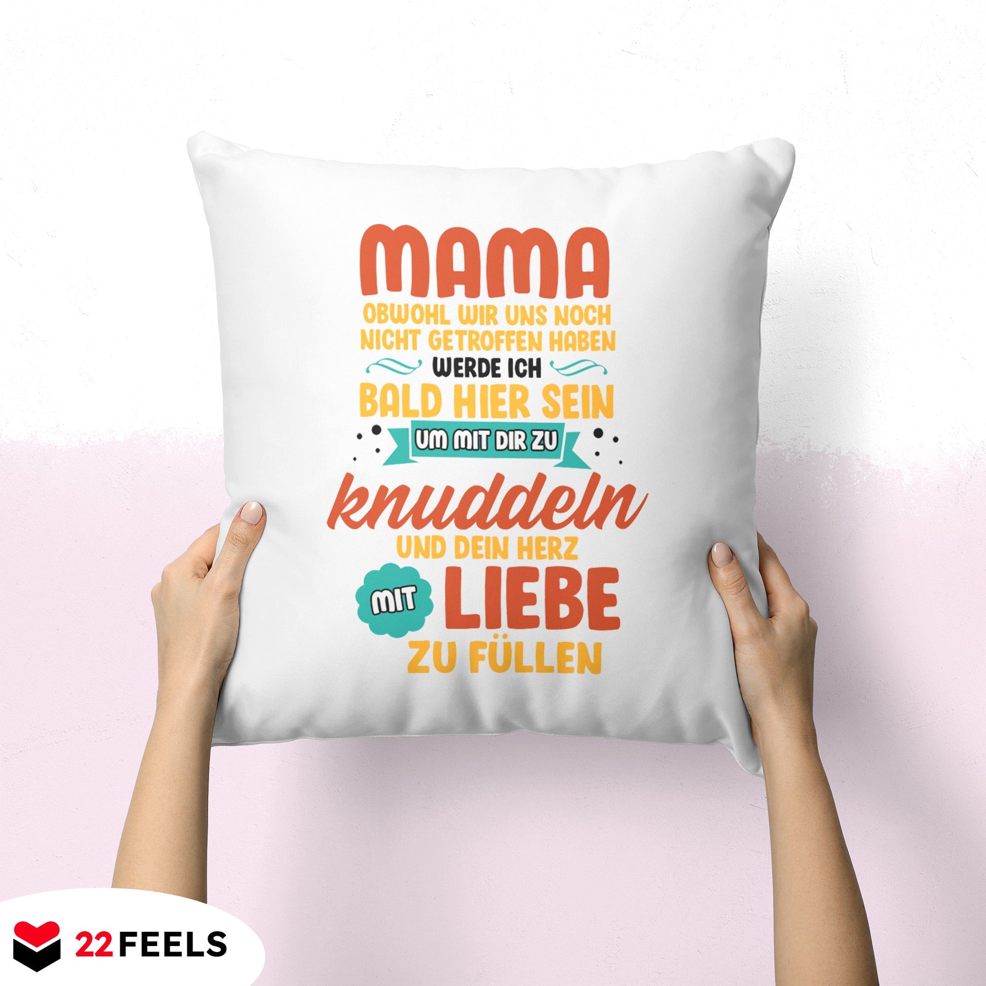 22Feels® Frauen Schwangerschaft Geschenk für werdende Mamas - Kissen mit Spruch (Weiss 40x40cm)-Kissen Weiss 40x40-22Feels