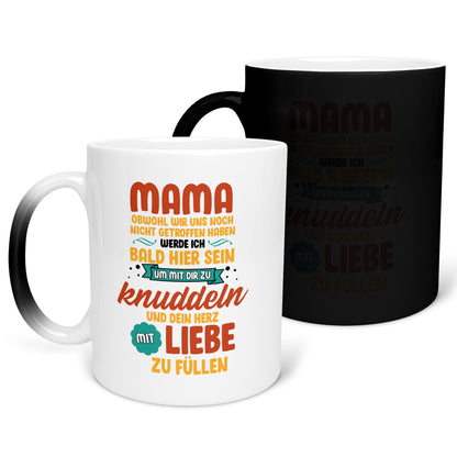 22Feels® Schwangerschaftsgeschenk Werdende Mama - Zaubertasse mit Spruch (Matt-Schwarz und Weiss, 320ml)-Farbwechsel Tasse Matt 320ml-22Feels