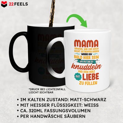 22Feels® Schwangerschaftsgeschenk Werdende Mama - Zaubertasse mit Spruch (Matt-Schwarz und Weiss, 320ml)-Farbwechsel Tasse Matt 320ml-22Feels