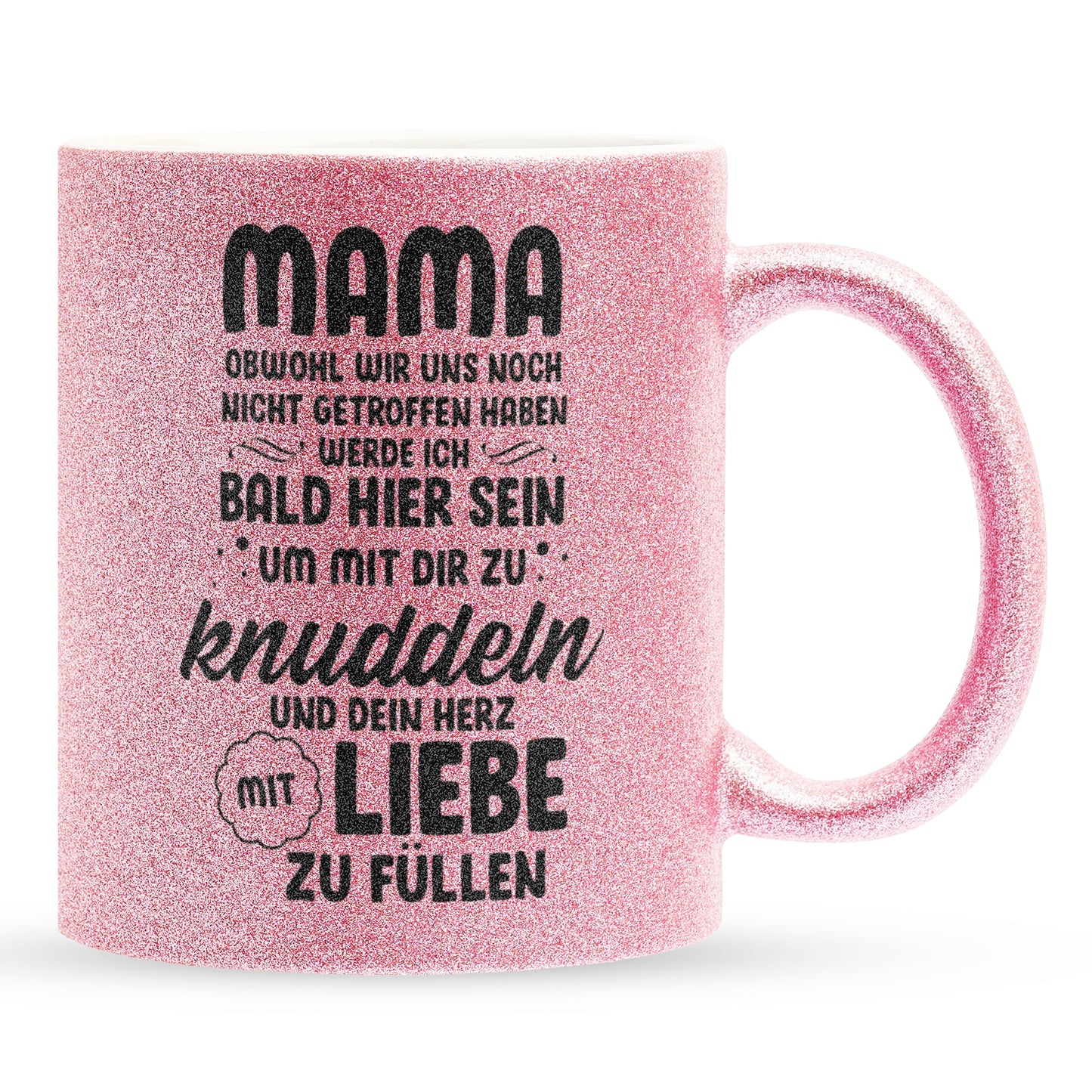 22Feels® Schwangerschaftsgeschenk Werdende Mama - Glitzertasse mit Spruch (Pink, 320ml)-Glitzertasse Pink 320ml-22Feels