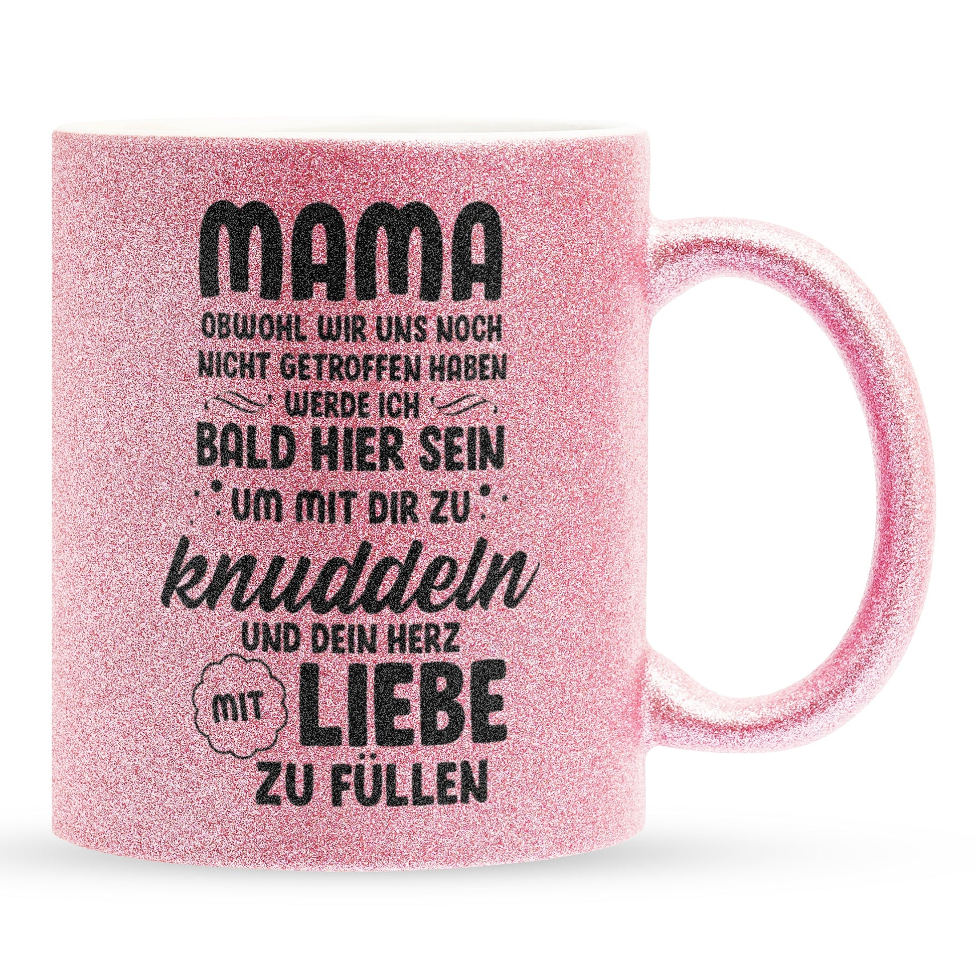 22Feels® Schwangerschaftsgeschenk Werdende Mama - Glitzertasse mit Spruch (Pink, 320ml)-Glitzertasse Pink 320ml-22Feels