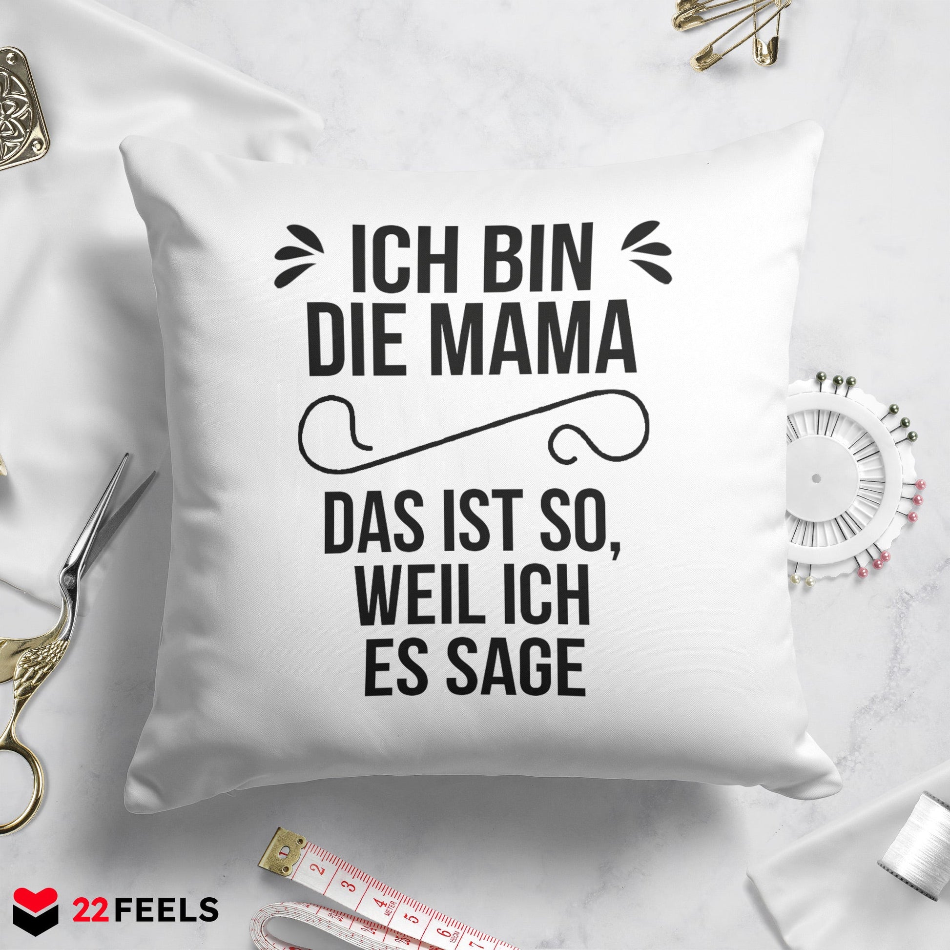 22Feels® Mama Geschenk - Kissen mit Spruch (Weiss 40x40cm)-Kissen Weiss 40x40-22Feels