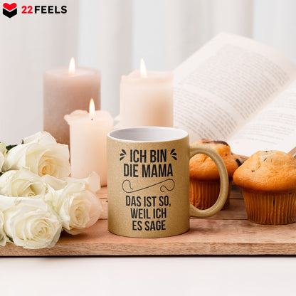 22Feels® Mama Geschenk - Glitzertasse mit Spruch (Gold, 320ml)-Glitzertasse Gold 320ml-22Feels