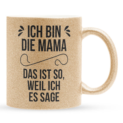 22Feels® Mama Geschenk - Glitzertasse mit Spruch (Gold, 320ml)-Glitzertasse Gold 320ml-22Feels