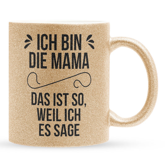 22Feels® Mama Geschenk - Glitzertasse mit Spruch (Gold, 320ml)-Glitzertasse Gold 320ml-22Feels