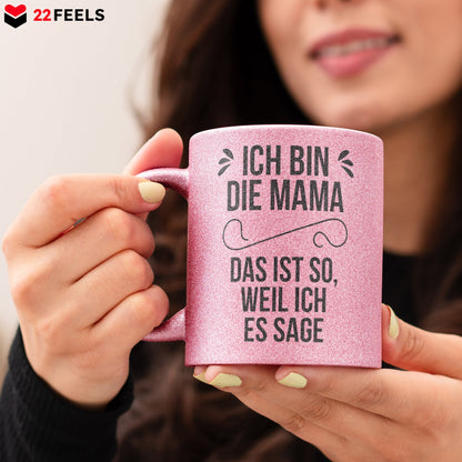 22Feels® Mama Geschenk - Glitzertasse mit Spruch (Pink, 320ml)-Glitzertasse Pink 320ml-22Feels