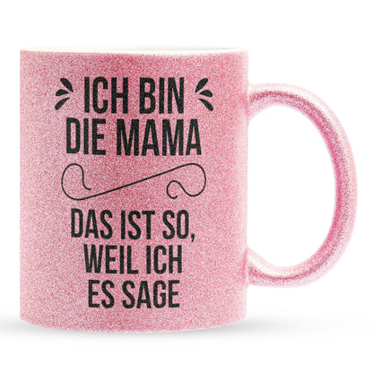 22Feels® Mama Geschenk - Glitzertasse mit Spruch (Pink, 320ml)-Glitzertasse Pink 320ml-22Feels