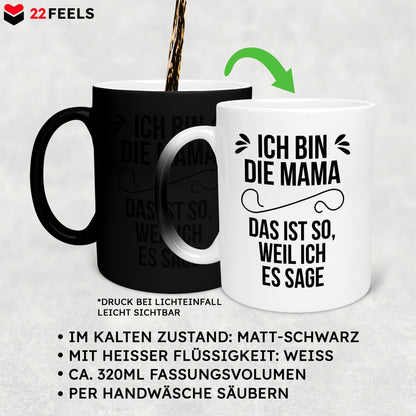 22Feels® Mama Geschenk - Zaubertasse mit Spruch (Matt-Schwarz und Weiss, 320ml)-Farbwechsel Tasse Matt 320ml-22Feels