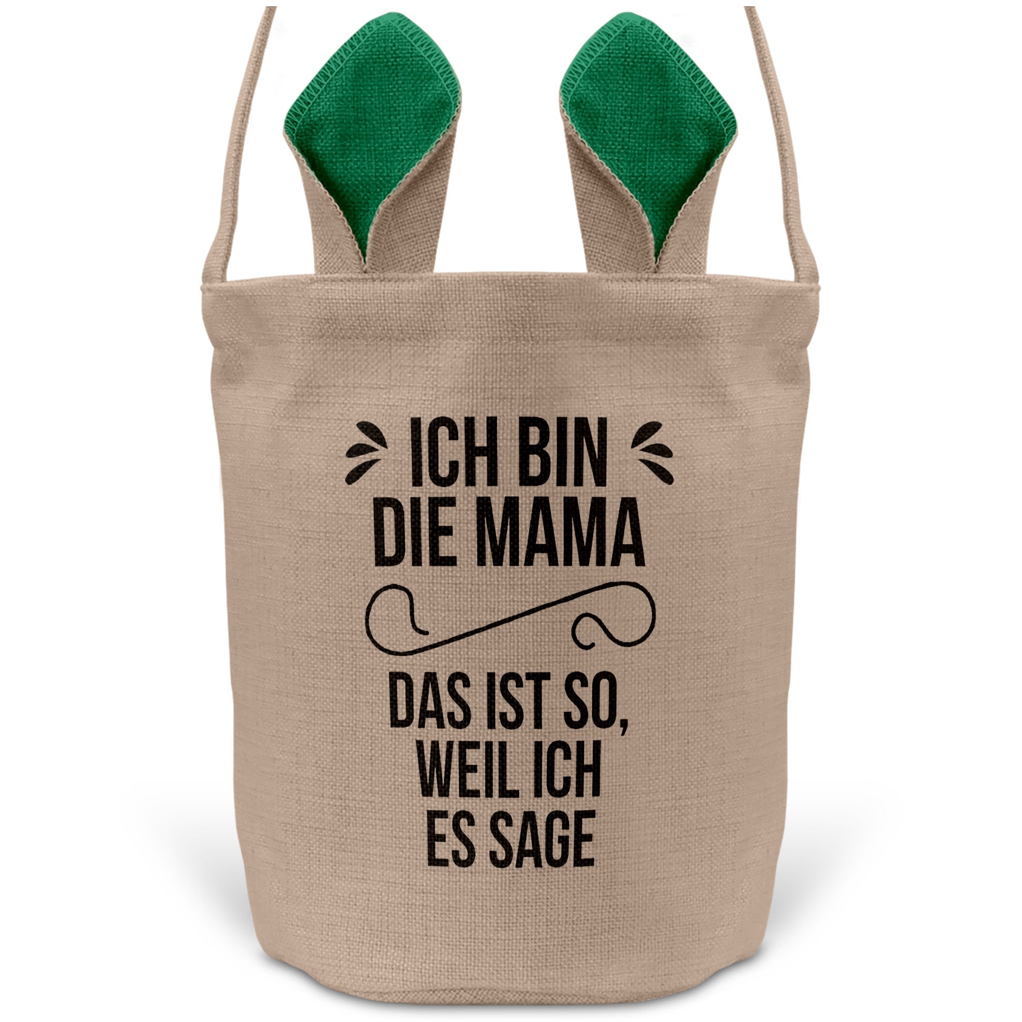 22Feels® Mama Osterkorb Mutter mit Henkel Ostergeschenk Tragetasche Ostern Deko Osternest Körbchen Hasenohren (Beige/Grün)-Ostern Tragetasche-22Feels
