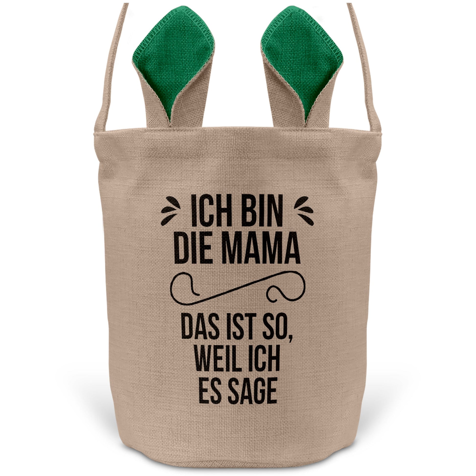 22Feels® Mama Osterkorb Mutter mit Henkel Ostergeschenk Tragetasche Ostern Deko Osternest Körbchen Hasenohren (Beige/Grün)-Ostern Tragetasche-22Feels