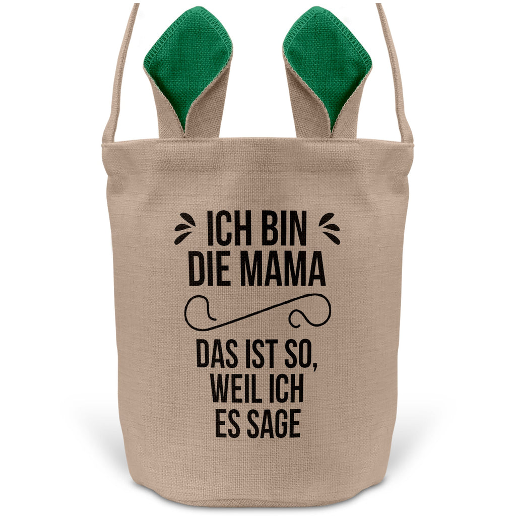 22Feels® Mama Osterkorb Mutter mit Henkel Ostergeschenk Tragetasche Ostern Deko Osternest Körbchen Hasenohren (Beige/Grün)-Ostern Tragetasche-22Feels