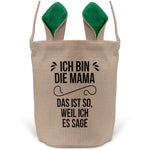 22Feels® Mama Osterkorb Mutter mit Henkel Ostergeschenk Tragetasche Ostern Deko Osternest Körbchen Hasenohren (Beige/Grün)-Ostern Tragetasche-22Feels