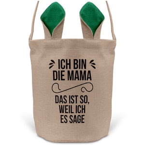 22Feels® Mama Osterkorb Mutter mit Henkel Ostergeschenk Tragetasche Ostern Deko Osternest Körbchen Hasenohren (Beige/Grün)-Ostern Tragetasche-22Feels