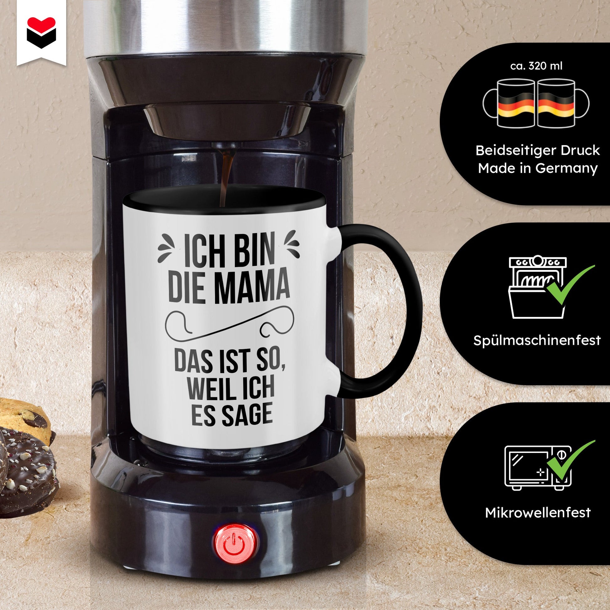 22Feels® Mama Geschenk - Tasse mit Spruch (Weiss-Schwarz, 320ml)-TwoTone Tasse Weiss-Schwarz 320ml-22Feels