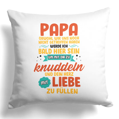 22Feels® Du Wirst Papa Männer Schwangerschaft Geschenk für werdende Väter - Kissen mit Spruch (Weiss 40x40cm)-Kissen Weiss 40x40-22Feels