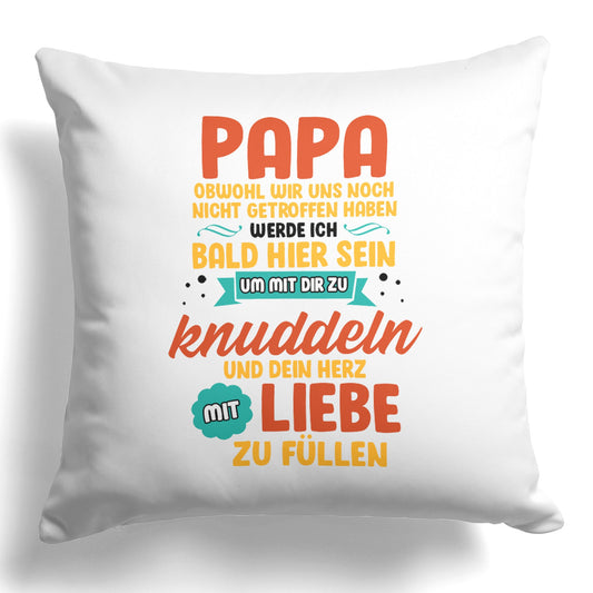 22Feels® Du Wirst Papa Männer Schwangerschaft Geschenk für werdende Väter - Kissen mit Spruch (Weiss 40x40cm)-Kissen Weiss 40x40-22Feels