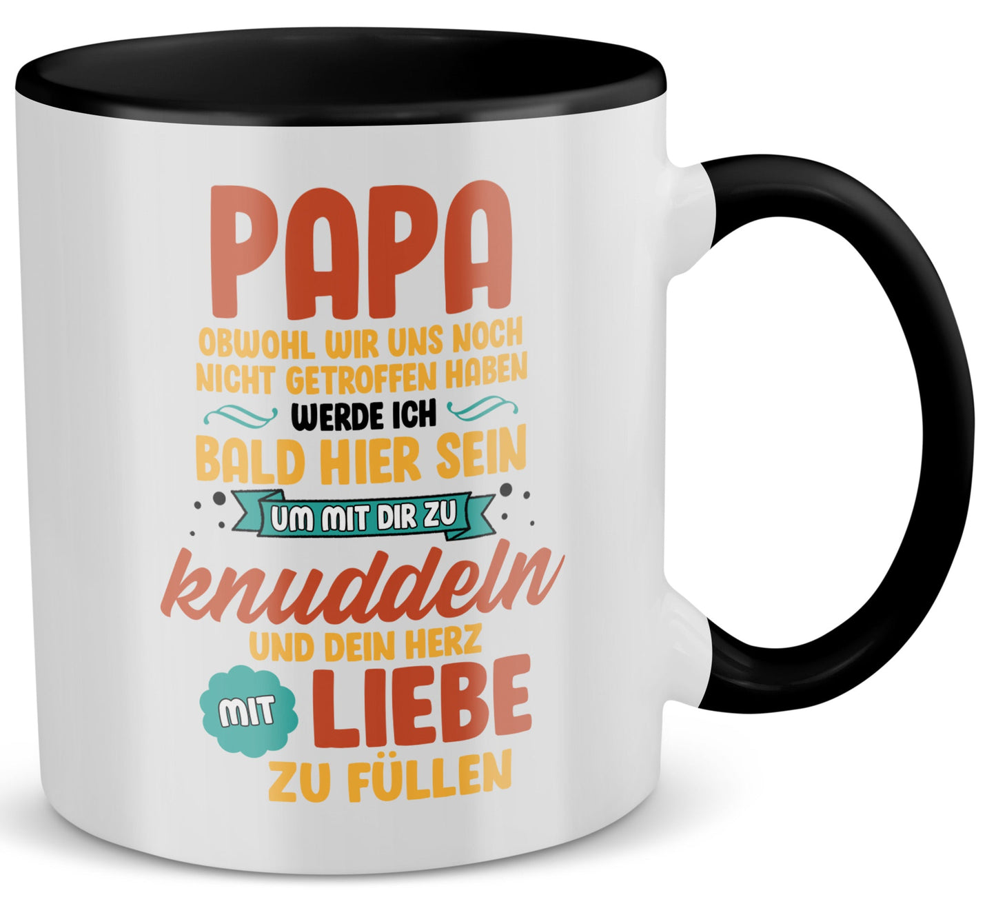 22Feels® Geschenk für Werdende Väter zur Schwangerschaft - Du Wirst Papa Tasse mit Spruch (Weiss-Schwarz)-TwoTone Tasse Weiss-Schwarz 320ml-22Feels