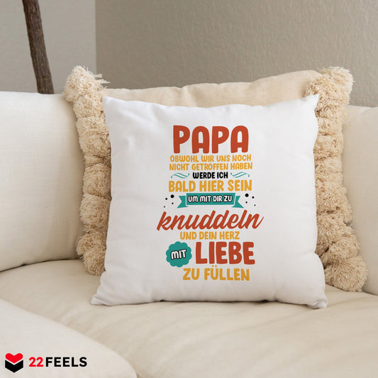 22Feels® Du Wirst Papa Männer Schwangerschaft Geschenk für werdende Väter - Kissen mit Spruch (Weiss 40x40cm)-Kissen Weiss 40x40-22Feels