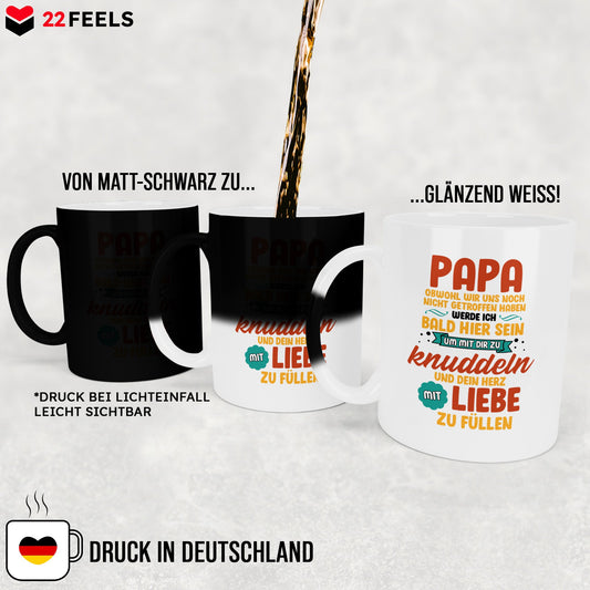 22Feels® Geschenk für Werdende Väter zur Schwangerschaft - Du Wirst Papa Zaubertasse mit Spruch (Matt-Schwarz und Weiss, 320ml)-Farbwechsel Tasse Matt 320ml-22Feels