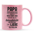 22Feels® Geschenk für Werdende Väter zur Schwangerschaft - Du Wirst Papa Glitzertasse mit Spruch (Pink, 320ml)-Glitzertasse Pink 320ml-22Feels