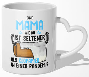 22Feels® Geschenk für Mamas - Tasse mit Spruch: Seltener als Klopapier (Herzhenkel, Weiss, 320ml)-Tasse Weiss Herzhenkel 320ml-22Feels