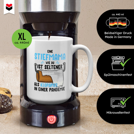 22Feels® Stiefmama Geschenk - XL Tasse mit Spruch (Weiss, 440ml)-Weisse XL Tasse 440ml-22Feels