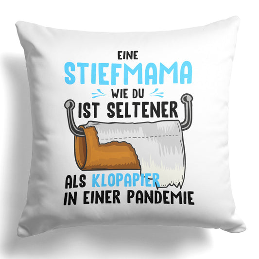 22Feels® Stiefmama Geschenk - Kissen mit Spruch (Weiss 40x40cm)-Kissen Weiss 40x40-22Feels