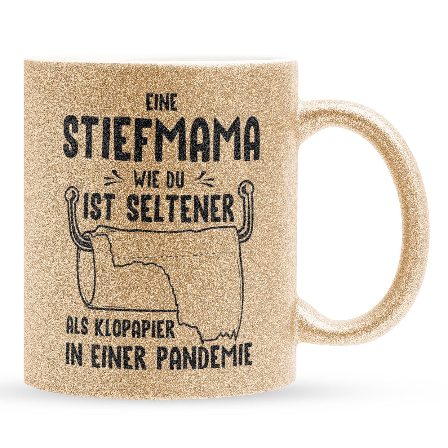 22Feels® Stiefmama Geschenk - Glitzertasse mit Spruch (Gold, 320ml)-Glitzertasse Gold 320ml-22Feels