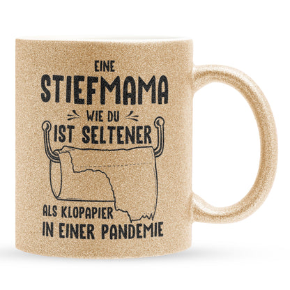 22Feels® Stiefmama Geschenk - Glitzertasse mit Spruch (Gold, 320ml)-Glitzertasse Gold 320ml-22Feels