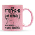 22Feels® Stiefmama Geschenk - Glitzertasse mit Spruch (Pink, 320ml)-Glitzertasse Pink 320ml-22Feels