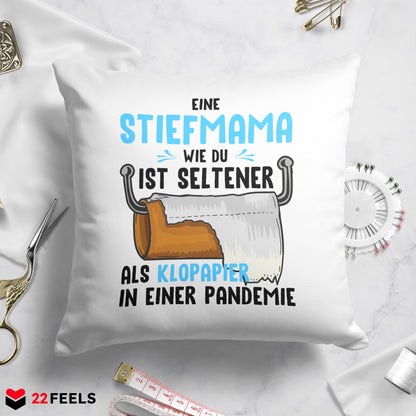 22Feels® Stiefmama Geschenk - Kissen mit Spruch (Weiss 40x40cm)-Kissen Weiss 40x40-22Feels