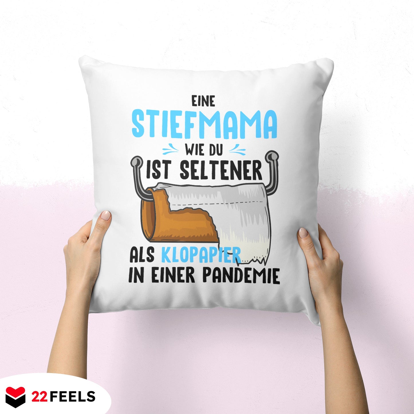 22Feels® Stiefmama Geschenk - Kissen mit Spruch (Weiss 40x40cm)-Kissen Weiss 40x40-22Feels