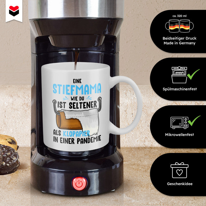 22Feels® Geschenk für Stiefmamas - Tasse mit Spruch: Klopapier (Weiss, 320ml)-Weisse Tasse 320ml-22Feels