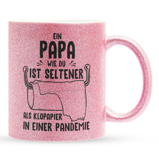 22Feels® Papa Geschenk - Glitzertasse mit Spruch (Pink, 320ml)-Glitzertasse Pink 320ml-22Feels