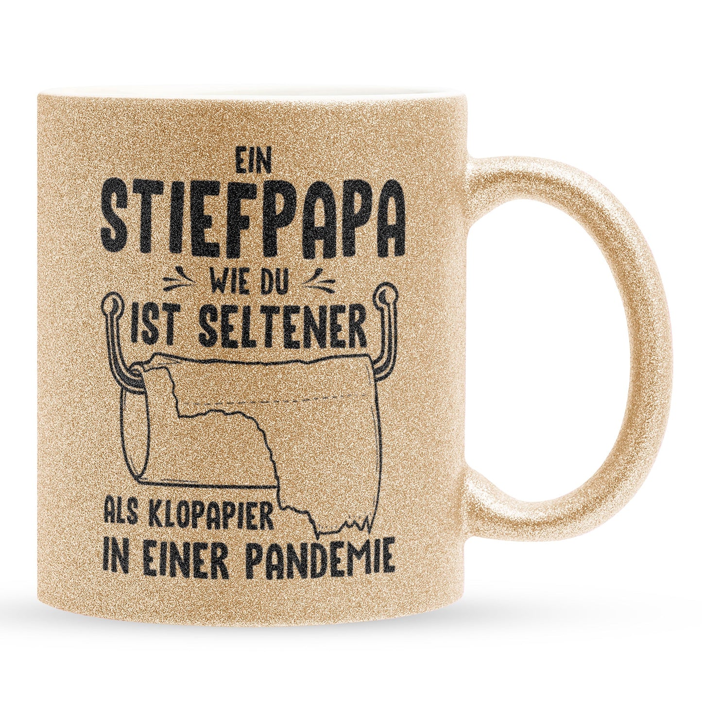 22Feels® Stiefvater Geschenk - Glitzertasse mit Spruch (Gold, 320ml)-Glitzertasse Gold 320ml-22Feels