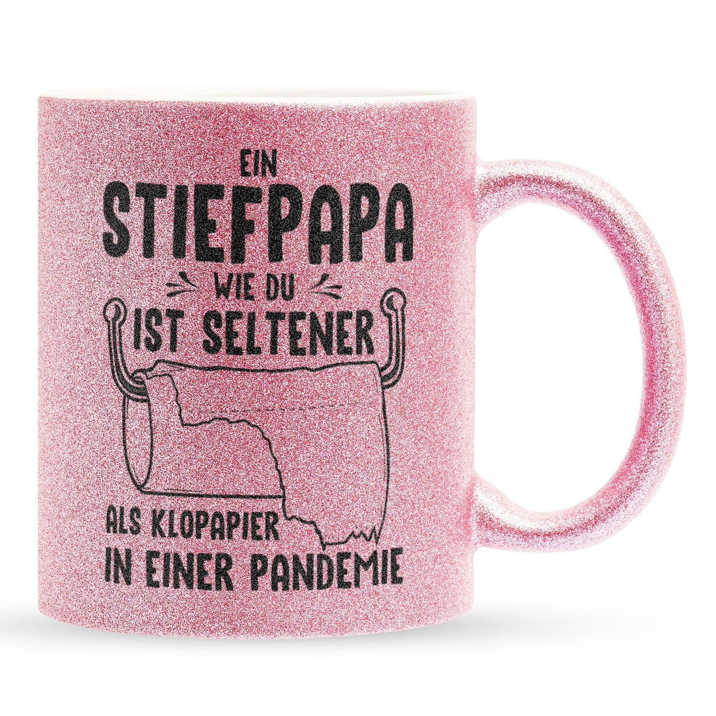 22Feels® Stiefvater Geschenk - Glitzertasse mit Spruch (Pink, 320ml)-Glitzertasse Pink 320ml-22Feels