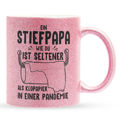 22Feels® Stiefvater Geschenk - Glitzertasse mit Spruch (Pink, 320ml)-Glitzertasse Pink 320ml-22Feels