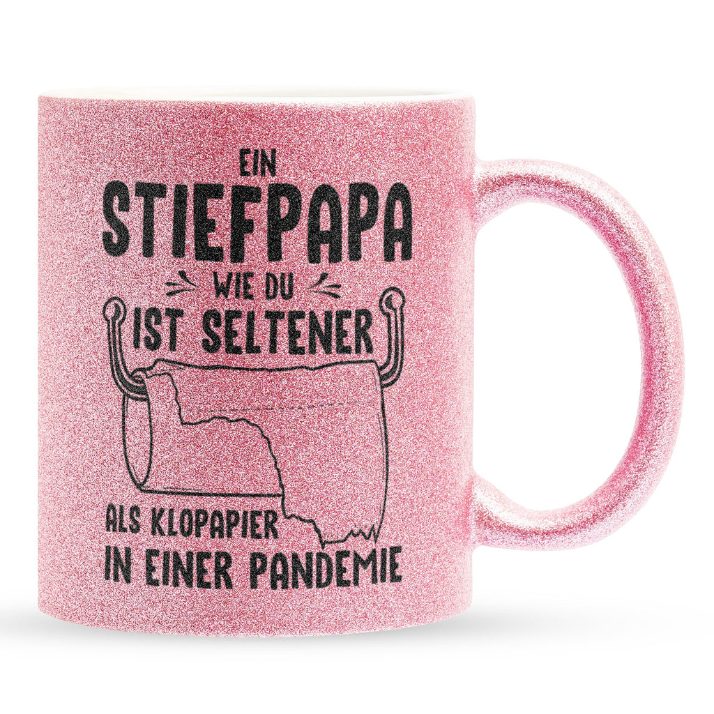 22Feels® Stiefvater Geschenk - Glitzertasse mit Spruch (Pink, 320ml)-Glitzertasse Pink 320ml-22Feels