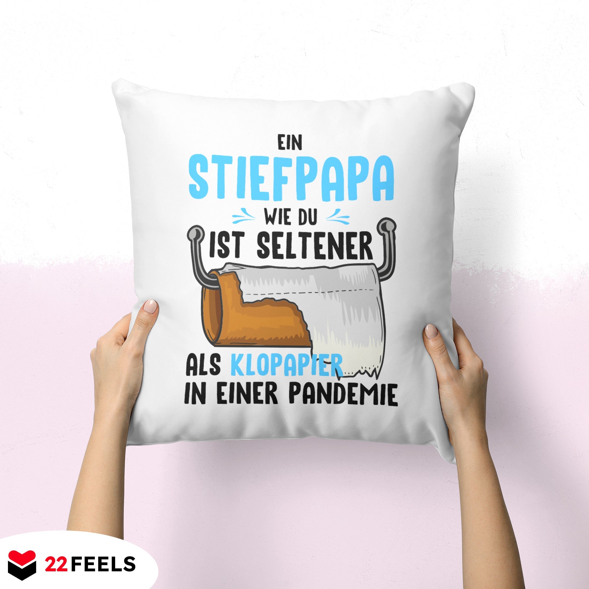 22Feels® Stiefvater Geschenk - Kissen mit Spruch (Weiss 40x40cm)-Kissen Weiss 40x40-22Feels