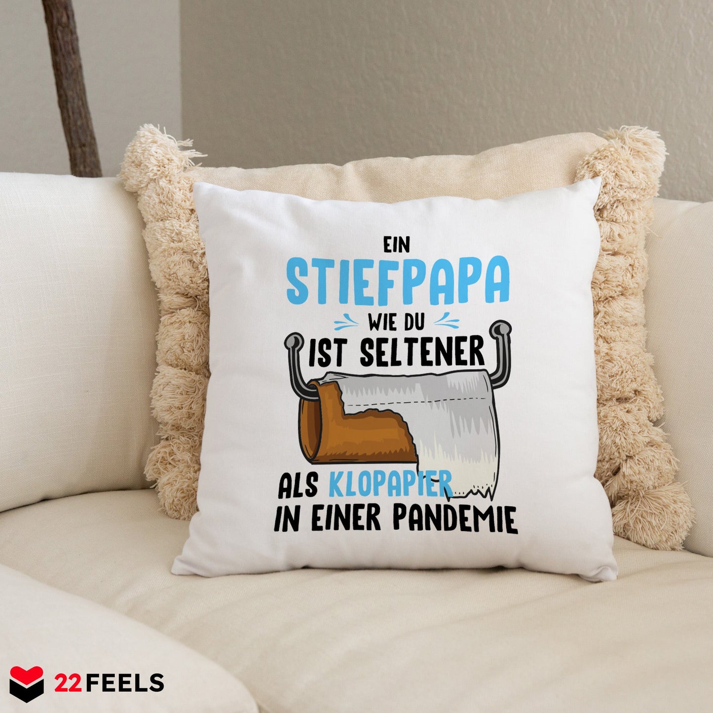 22Feels® Stiefvater Geschenk - Kissen mit Spruch (Weiss 40x40cm)-Kissen Weiss 40x40-22Feels