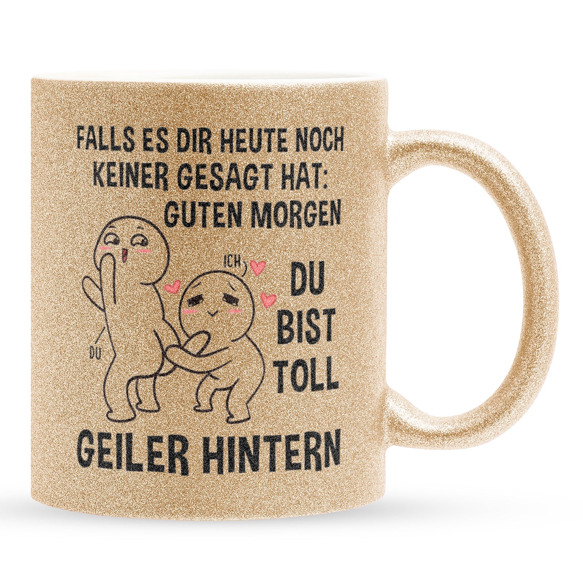 22Feels® Pärchen Geschenk zum Jahrestag, Hochzeitstag, Valentinstag etc. - Glitzertasse mit Spruch (Gold, 320ml)-Glitzertasse Gold 320ml-22Feels