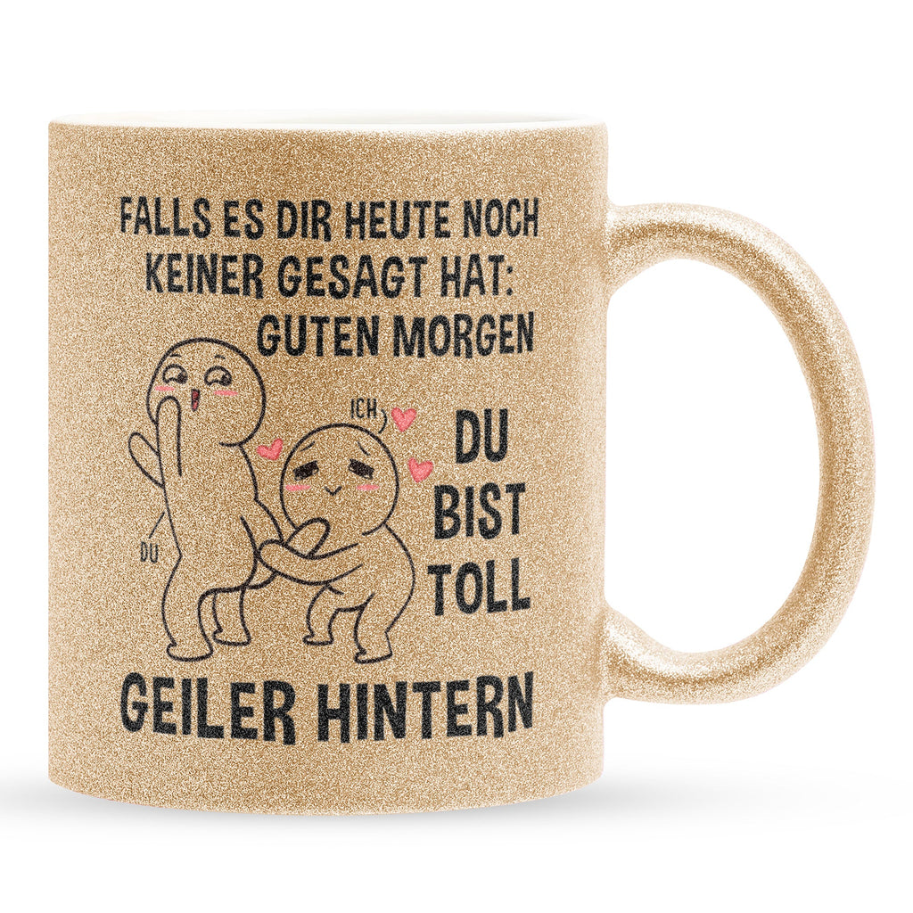 22Feels® Pärchen Geschenk zum Jahrestag, Hochzeitstag, Valentinstag etc. - Glitzertasse mit Spruch (Gold, 320ml)-Glitzertasse Gold 320ml-22Feels