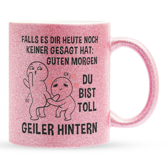22Feels® Pärchen Geschenk zum Jahrestag, Hochzeitstag, Valentinstag etc. - Glitzertasse mit Spruch (Pink, 320ml)-Glitzertasse Pink 320ml-22Feels