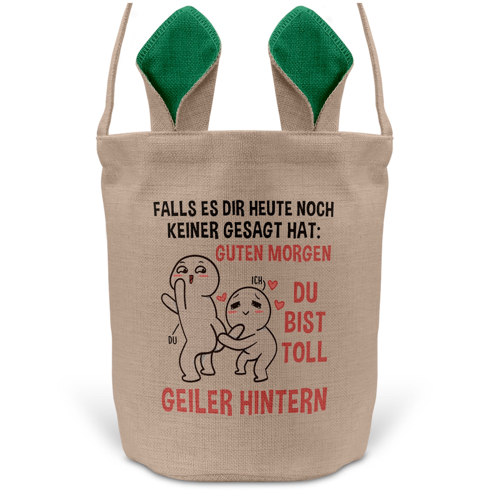 22Feels® Männer Frauen Osterkorb Ehefrau Ehemann Freund Freundin Ostern mit Henkel Ostergeschenk Tragetasche Ostern Deko Osternest Körbchen Hasenohren (Beige/Grün)-Ostern Tragetasche-22Feels